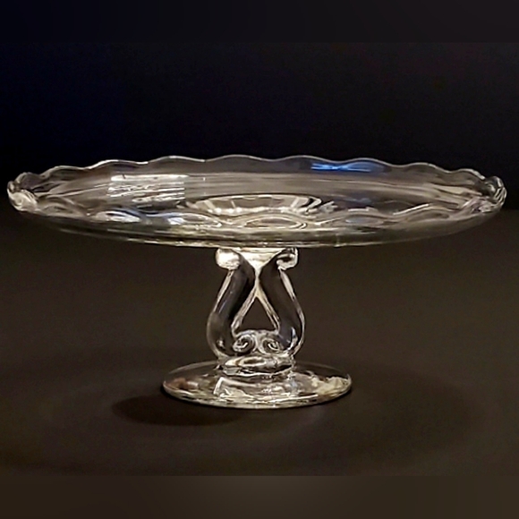 Viking 11" Princess Clear Glossy Thick Glass Cake Stand Vintage - Picture 2 of 8